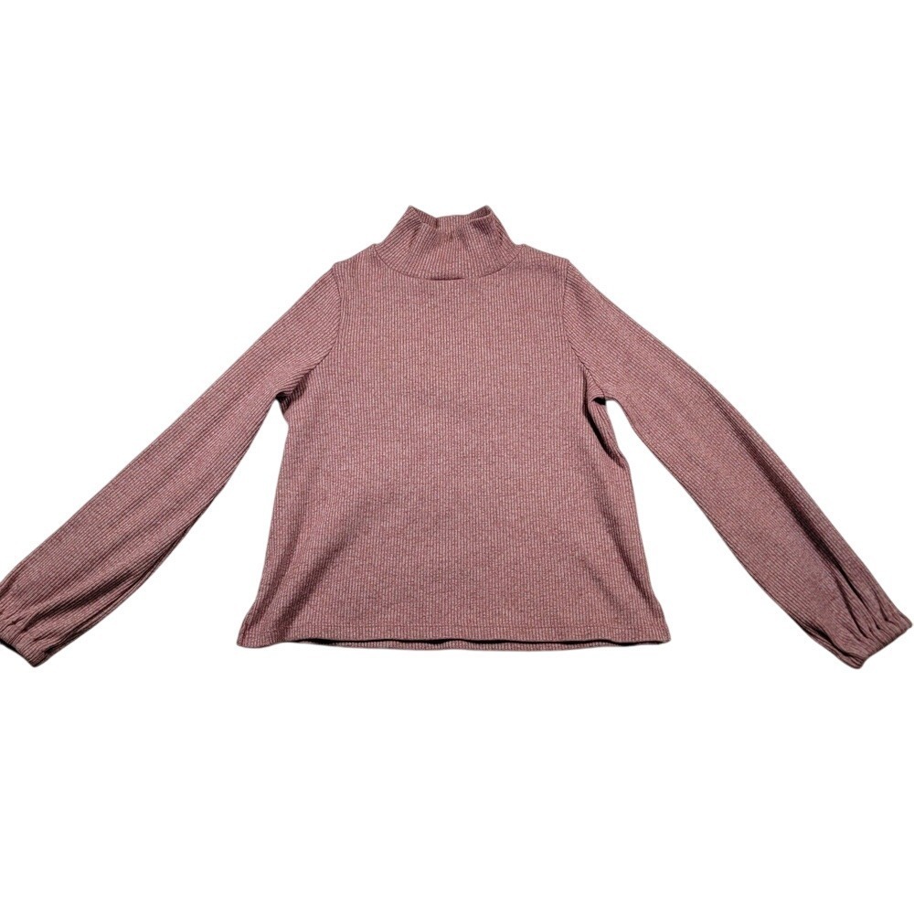 Madewell Women's Mockneck Ribbed Sweater Sz Medium Pink Stretch